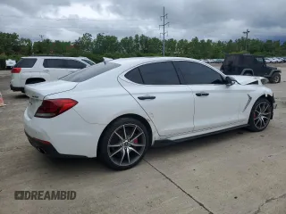 2021 Genesis G70 3.3T z VIN KMTG74LE7MU074377, wystawiony jako Copart lot #58122415 z przebiegiem 80 565 mil mil oraz Czysty tytuł • Clean title. Historia ofert i sprzedaży dostępna na DreamBid. Obrazek 3.