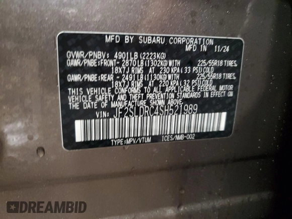 2025 Subaru Forester Limited with VIN JF2SLDRC4SH521989, listed as a Copart auction lot 47196135 with 713 mi miles and Salvage Title. Bid and sale history available at carsss.com. Image 14.