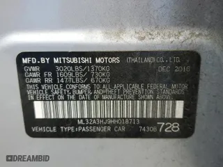 2017 Mitsubishi Mirage ES with VIN ML32A3HJ9HH018713, listed as a Copart auction lot 50985375 with 80,114 mi miles and Salvage Title. Bid and sale history available at carsss.com. Image 12.