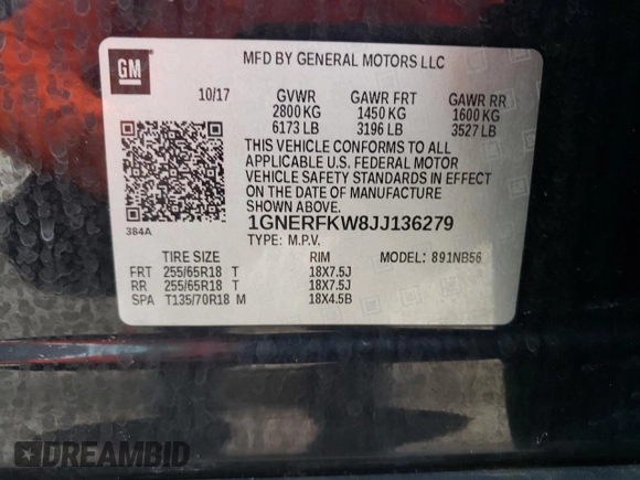 2018 Chevrolet Traverse LS with VIN 1GNERFKW8JJ136279, listed as a Copart auction lot 69132134 with 138,504 mi miles and Non Repairable. Bid and sale history available at carsss.com. Image 15.