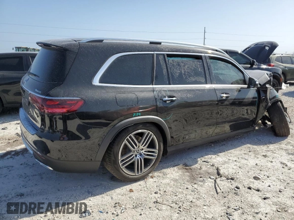 2025 Mercedes-Benz GLS with VIN 4JGFF5KE9SB317664, listed as a Copart auction lot 49436215 with 1,031 mi miles and Salvage Title. Bid and sale history available at carsss.com. Image 3.