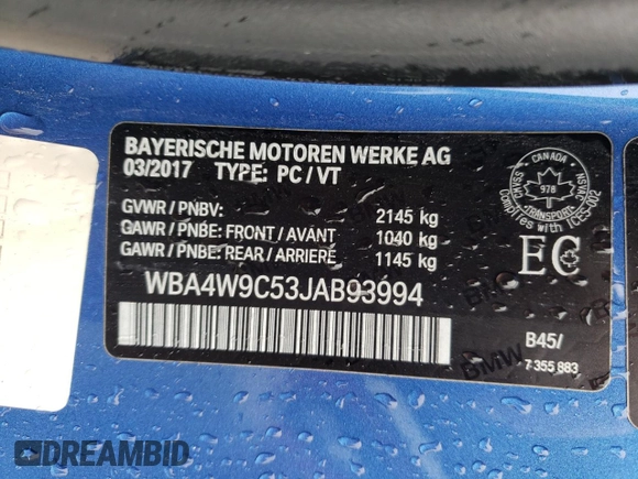 2018 BMW 4 Series 440i xDrive z VIN WBA4W9C53JAB93994, wystawiony jako Copart lot #54963094 z przebiegiem 72 307 mil mil oraz Szkoda całkowita • Salvage title. Historia ofert i sprzedaży dostępna na DreamBid. Obrazek 12.