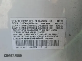 2016 Acura MDX Technology z VIN 5FRYD3H65GB019042, wystawiony jako Copart lot #86080794 z przebiegiem 111 219 mil mil oraz Szkoda całkowita • Salvage title. Historia ofert i sprzedaży dostępna na DreamBid. Obrazek 13.