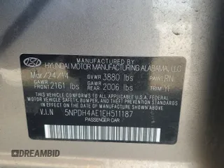 2014 Hyundai Elantra SE with VIN 5NPDH4AE1EH511187, listed as a Copart auction lot 55486415 with 121,124 mi miles and Salvage Title. Bid and sale history available at DreamBid. Image 12.