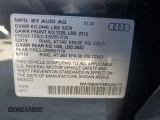 2024 Audi Q5 Premium Plus with VIN WA1BBAFY9R2063776, listed as a Copart auction lot 61252035 with 2,813 mi miles and Salvage title. Bid and sale history available at DreamBid. Image 13.