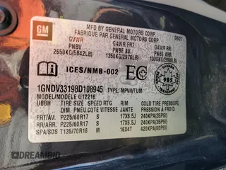 2008 Chevrolet Uplander LT w/1LT with VIN 1GNDV33198D108945, listed as a Copart auction lot 46331385 with 129,426 mi miles and Salvage Title. Bid and sale history available at carsss.com. Image 13.