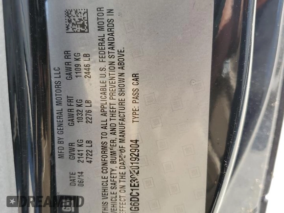 2014 Cadillac CTS Performance with VIN 1G6DC1E39E0192904, listed as a Copart auction lot 72623074 with 157,871 mi miles and Salvage title. Bid and sale history available at DreamBid. Image 12.