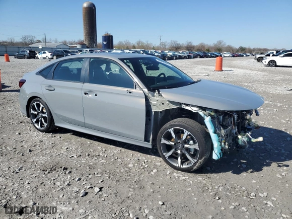2025 Honda Civic Sedan Hybrid Sport with VIN 2HGFE4F83SH313754, listed as a Copart auction lot 46365315 with 5,455 mi miles and Salvage Title. Bid and sale history available at carsss.com. Image 4.