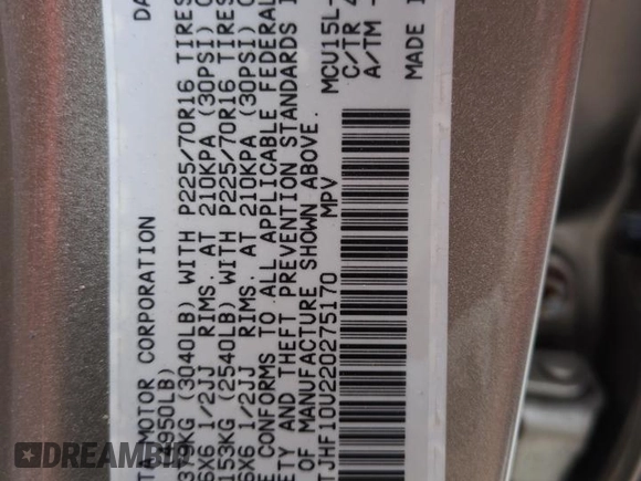 2002 Lexus RX 300 z VIN JTJHF10U220275170, wystawiony jako Copart lot #74442794 z przebiegiem Nie podano mil oraz Szkoda całkowita • Salvage title. Historia ofert i sprzedaży dostępna na DreamBid. Obrazek 14.