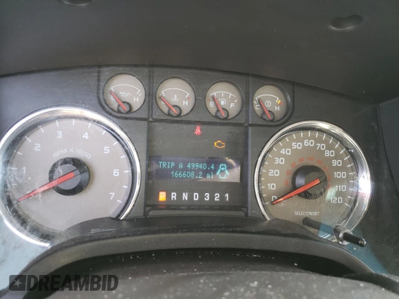 2009 Ford F-150 XL with VIN 1FTPW14V89FA92235, listed as a Copart auction lot 52831104 with 166,608 mi miles and Salvage title. Bid and sale history available at DreamBid. Image 9.