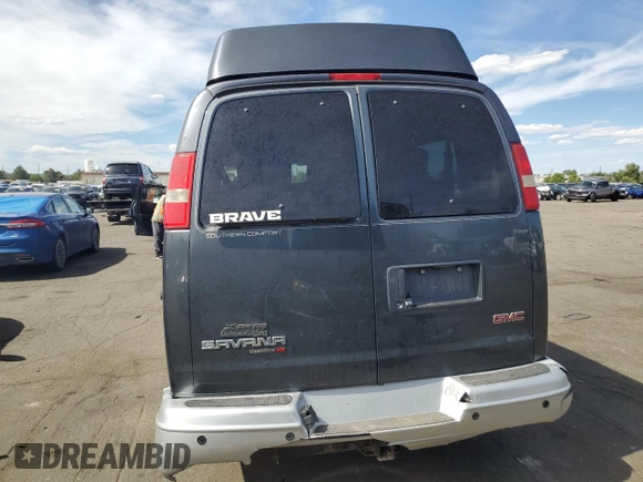 2014 GMC Savana Cargo Van Upfitter with VIN 1GDS8DC48E1157389, listed as a Copart auction lot 57834834 with 0 mi miles and Salvage Title. Bid and sale history available at carsss.com. Image 6.