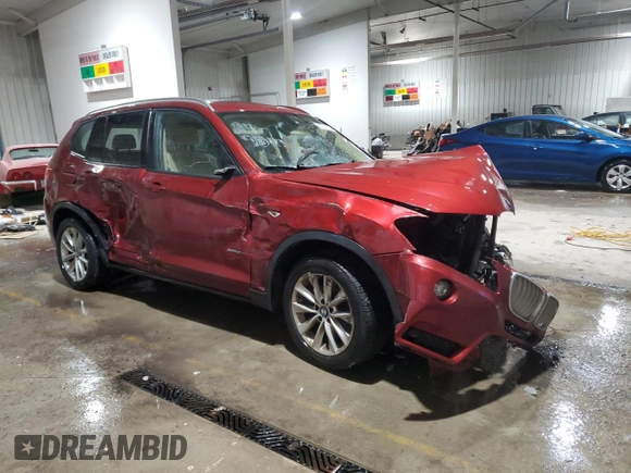 2013 BMW X3 xDrive28i with VIN 5UXWX9C57D0A25292, listed as a Copart auction lot 87730015 with 108,868 mi miles and Salvage Title. Bid and sale history available at carsss.com. Image 4.