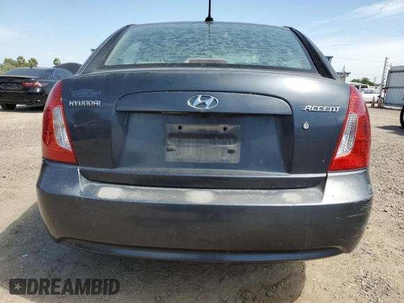 2008 Hyundai Accent GLS with VIN KMHCN46C98U243362, listed as a Copart auction lot 53572565 with 192,980 mi miles and Salvage title. Bid and sale history available at DreamBid. Image 6.
