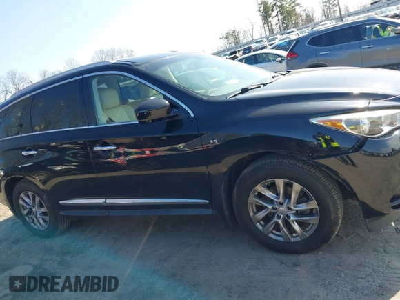 2014 Infiniti QX60 with VIN 5N1AL0MN9EC508017, listed as a IAAI auction lot 41591790 with 112,806 mi miles. Bid and sale history available at carsss.com. Image 13.