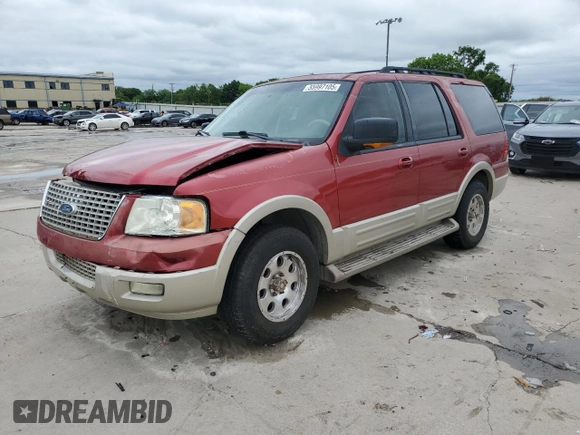 2005 Ford Expedition Eddie Bauer with VIN 1FMFU17585LA11013, listed as a Copart auction lot 55997105 with 156,530 mi miles and Salvage title. Bid and sale history available at DreamBid. Image 1.