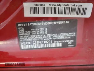 2015 BMW 3 Series 328i z VIN WBA3C1C51FK118201, wystawiony jako Copart lot #56238705 z przebiegiem 90 416 mil mil oraz Szkoda całkowita • Salvage title. Historia ofert i sprzedaży dostępna na DreamBid. Obrazek 12.