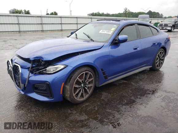 2022 BMW 4 Series 430i with VIN WBA63AV01NFL98112, listed as a Copart auction lot 56421085 with Not provided miles and Salvage title. Bid and sale history available at DreamBid. Image 1.