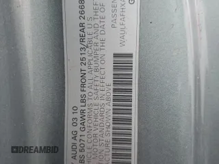 2010 Audi A5 Premium Plus z VIN WAULFAFHXAN021616, wystawiony jako Copart lot #60869125 z przebiegiem Nie podano mil oraz Szkoda całkowita • Salvage title. Historia ofert i sprzedaży dostępna na DreamBid. Obrazek 13.