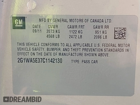 2012 Chevrolet Impala LS Retail with VIN 2G1WA5E37C1142130, listed as a IAAI auction lot 41888926 with 145,756 mi miles and . Bid and sale history available at DreamBid. Image 9.