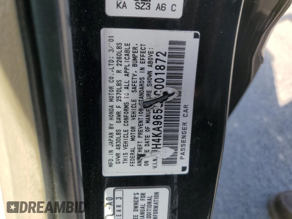 2002 Acura RL с VIN JH4KA96592C001872, выставлен на аукционе Copart как лот 55144775 с пробегом Не указан миль и Списание • Salvage title. История ставок и продаж доступна на DreamBid. Изображение 13.