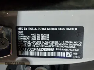 2021 Rolls-Royce Ghost z VIN SCATV0C04MU208558, wystawiony jako Copart lot #41417175 z przebiegiem Nie podano mil oraz Szkoda całkowita • Salvage title. Historia ofert i sprzedaży dostępna na DreamBid. Obrazek 12.