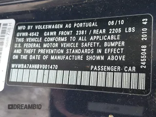 2011 Volkswagen Eos Komfort с VIN WVWBA7AH6BV001470, выставлен на аукционе IAAI как лот 41880817 с пробегом 148 647 миль миль и . История ставок и продаж доступна на DreamBid. Изображение 9.