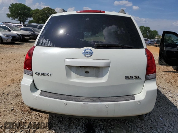 2006 Nissan Quest SL z VIN 5N1BV28U26N124033, wystawiony jako Copart lot #55348325 z przebiegiem 246 409 mil mil oraz Szkoda całkowita • Salvage title. Historia ofert i sprzedaży dostępna na DreamBid. Obrazek 6.