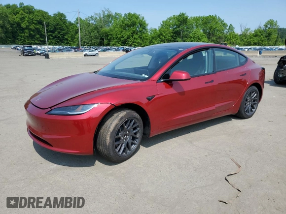 2025 Tesla Model 3 Long Range z VIN 5YJ3E1EAXSF937710, wystawiony jako Copart lot #59334705 z przebiegiem 2 666 mil mil oraz Szkoda całkowita • Salvage title. Historia ofert i sprzedaży dostępna na DreamBid. Obrazek 1.