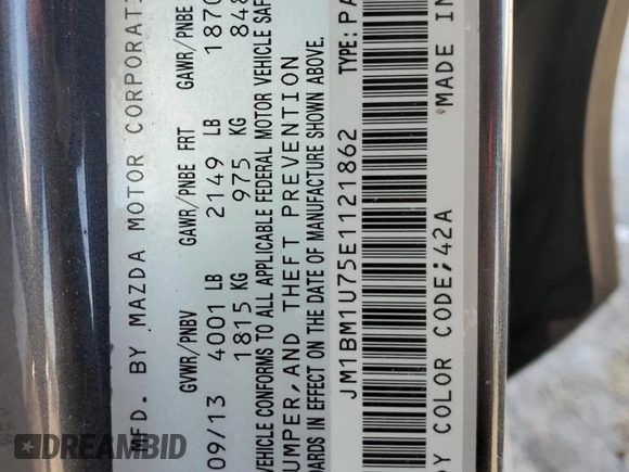 2014 Mazda 3 i Sport with VIN JM1BM1U75E1121862, listed as a Copart auction lot 44687015 with 194,473 mi miles and Salvage Title. Bid and sale history available at DreamBid. Image 14.