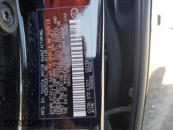 2020 Lexus ES with VIN 58ADZ1B12LU077005, listed as a Copart auction lot 47679565 with 51,020 mi miles and Salvage Title. Bid and sale history available at carsss.com. Image 13.