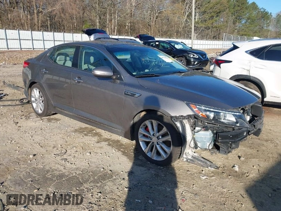 2014 Kia Optima SXL Turbo with VIN 5XXGR4A65EG327515, listed as a IAAI auction lot 41876799 with 115,533 mi miles and . Bid and sale history available at DreamBid. Image 1.