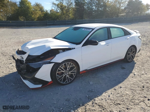 2023 Hyundai Elantra N with VIN KMHLW4AK5PU014560, listed as a Copart auction lot 76292834 with 47,215 mi miles and Salvage Title. Bid and sale history available at carsss.com. Image 1.