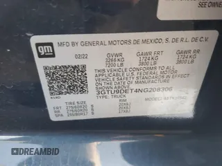 2022 GMC Sierra 1500 Limited SLT with VIN 3GTU9DET4NG208306, listed as a Copart auction lot 84487394 with 27,423 mi miles and Salvage Title. Bid and sale history available at carsss.com. Image 12.