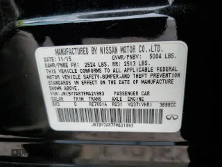 2015 Infiniti Q50 z VIN JN1BV7AR7FM421993, wystawiony jako Copart lot #60709065 z przebiegiem Nie podano mil oraz Szkoda całkowita • Salvage title. Historia ofert i sprzedaży dostępna na DreamBid. Obrazek 12.