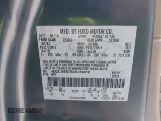 2010 Mercury Mariner с VIN 4M2CN8B79AKJ14912, выставлен на аукционе IAAI как лот 42680388 с пробегом 192 095 миль миль и . История ставок и продаж доступна на DreamBid. Изображение 9.