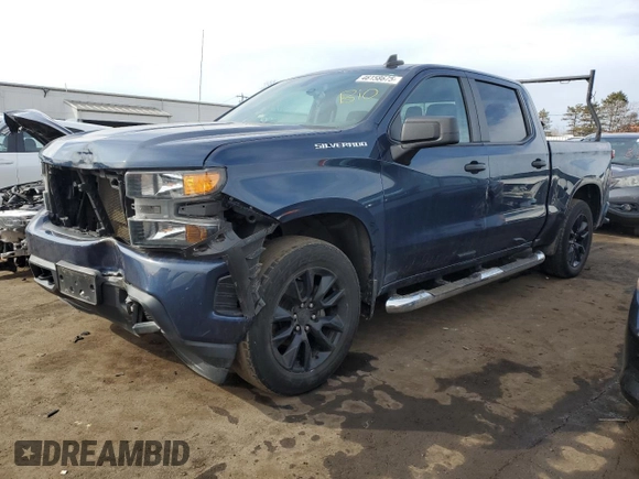 2021 Chevrolet Silverado 1500 Custom with VIN 1GCPYBEH8MZ116002, listed as a Copart auction lot 46158675 with 106,535 mi miles and Salvage Title. Bid and sale history available at DreamBid. Image 1.