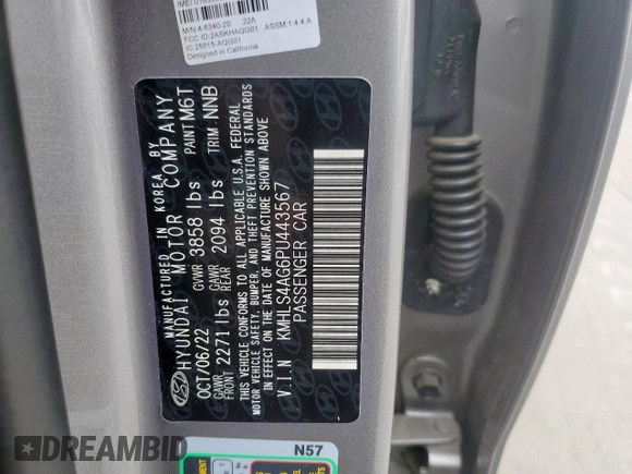 2023 Hyundai Elantra SEL with VIN KMHLS4AG6PU443567, listed as a Copart auction lot 51771275 with 50,007 mi miles and Salvage Title. Bid and sale history available at DreamBid. Image 13.