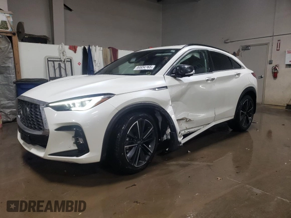 2023 Infiniti QX55 Essential with VIN 3PCAJ5KR1PF101909, listed as a Copart auction lot 44934165 with 24,219 mi miles and Salvage title. Bid and sale history available at DreamBid. Image 1.