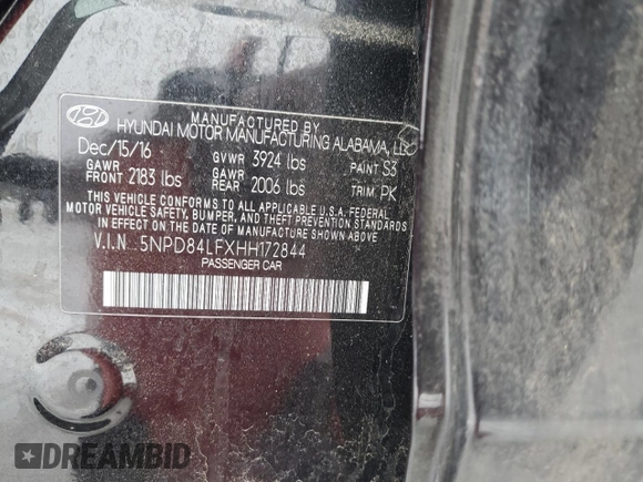 2017 Hyundai Elantra SE z VIN 5NPD84LFXHH172844, wystawiony jako Copart lot #45418985 z przebiegiem 96 169 mil mil oraz Szkoda całkowita • Salvage title. Historia ofert i sprzedaży dostępna na DreamBid. Obrazek 12.