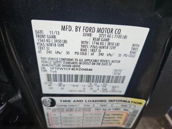 2014 Ford F-150 XL with VIN 1FTFW1CF4EKD04846, listed as a Copart auction lot 86721074 with 256,594 mi miles and Clean Title. Bid and sale history available at carsss.com. Image 10.