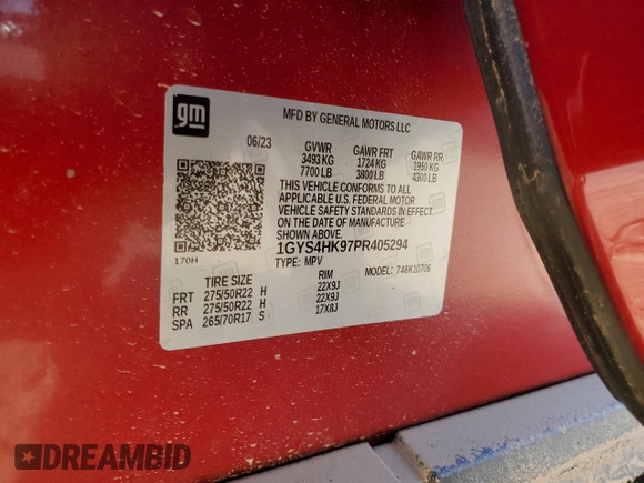 2023 Cadillac Escalade AWD V-Series z VIN 1GYS4HK97PR405294, wystawiony jako Copart lot #73850244 z przebiegiem 11 922 mil mil oraz Szkoda całkowita • Salvage title. Historia ofert i sprzedaży dostępna na DreamBid. Obrazek 13.