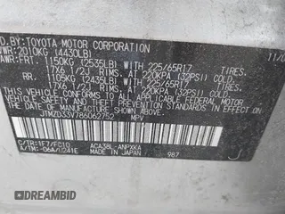 2008 Toyota RAV4 with VIN JTMZD33V786062752, listed as a IAAI auction lot 42180915 with 168,242 mi miles. Bid and sale history available at carsss.com. Image 9.