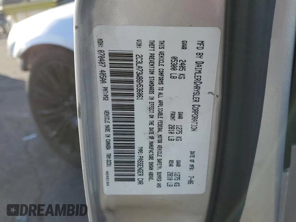 2006 Chrysler 300 C SRT8 with VIN 2C3LA73W86H536061, listed as a Copart auction lot 49257515 with 158,077 mi miles and Salvage Title. Bid and sale history available at carsss.com. Image 13.