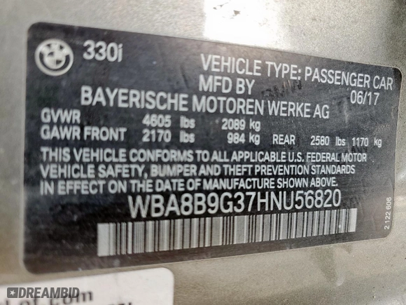 2017 BMW 3 Series 330i with VIN WBA8B9G37HNU56820, listed as a Copart auction lot 52218665 with 89,462 mi miles and Clean Title. Bid and sale history available at carsss.com. Image 12.