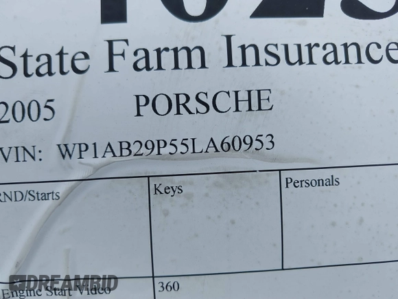 2005 Porsche Cayenne S z VIN WP1AB29P55LA60953, wystawiony jako IAAI lot #41678718 z przebiegiem Nie podano mil oraz . Historia ofert i sprzedaży dostępna na DreamBid. Obrazek 9.