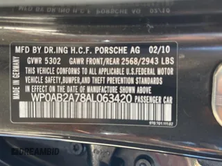 2010 Porsche Panamera S z VIN WP0AB2A78AL063420, wystawiony jako Copart lot #57913815 z przebiegiem 113 506 mil mil oraz Tytuł czysty. Historia ofert i sprzedaży dostępna na DreamBid. Obrazek 10.