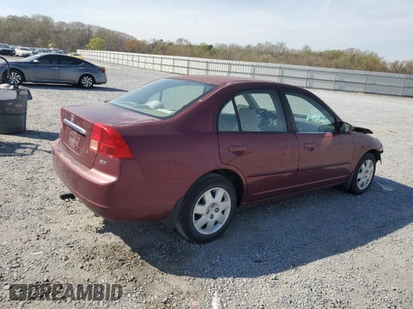 2002 Honda Civic EX with VIN 1HGES26792L063844, listed as a Copart auction lot 51217485 with 188,770 mi miles and Salvage Title. Bid and sale history available at DreamBid. Image 3.