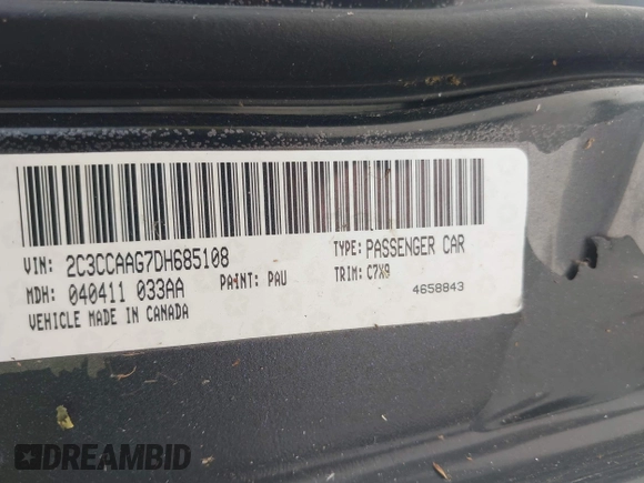 2013 Chrysler 300 with VIN 2C3CCAAG7DH685108, listed as a IAAI auction lot 42375248 with Not provided miles and . Bid and sale history available at DreamBid. Image 9.