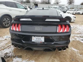 2021 Ford Mustang Mach 1 with VIN 1FA6P8R0XM5555625, listed as a Copart auction lot 38425784 with 0 mi miles and Salvage Title. Bid and sale history available at carsss.com. Image 6.