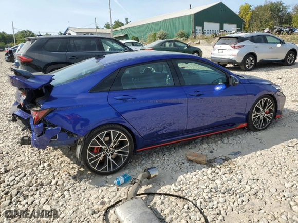 2022 Hyundai Elantra N with VIN KMHLW4AK1NU002953, listed as a Copart auction lot 71933364 with 27,515 mi miles and Salvage Title. Bid and sale history available at carsss.com. Image 3.